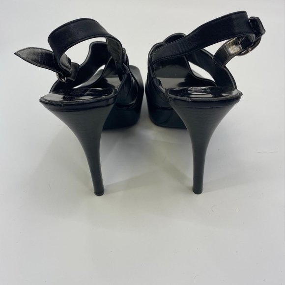 GUESS BY MARCIANO BLACK LEATHER HEELS - Picture 4 of 5